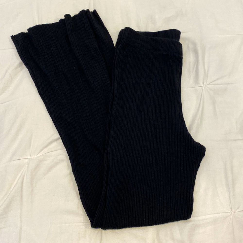 Wild Fable Texted Black Flared Lounge Pants